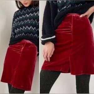 NWT Anthropologie Red Velvet Mini Skirt Size 8 winter skirt